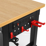 48 "Adjustable Workbench na may Power Outlet Heavy Duty Load Capacity Hardwood Angkop para sa Workshop Office Garage Home