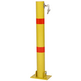 Parking Bollard Pole Barrier na may Lock Car Protection Posts Home Garage Street Decor Round--Dilaw