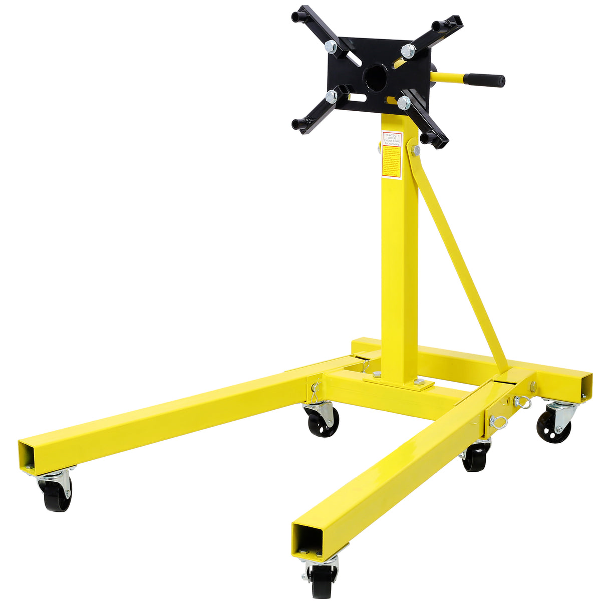 Folding Engine Stand 2000 LBS Capacity Motor Hoist 360 Degree Adjustable Mounting Head Dolly Mover Auto Repair Rebuild Jack--Yellow