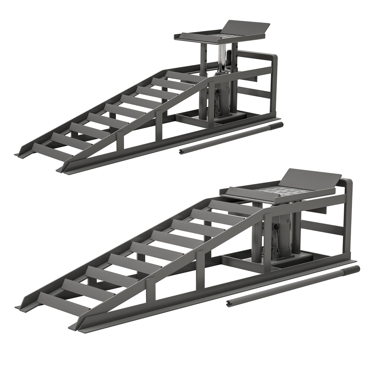 2 Pack Hydraulic Car Ramps 5T 11000lbs Low Profile Lift Service Truck Trailer Garage Height Vehicle--Gray