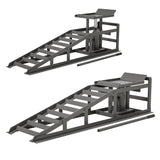 2 Pack Hydraulic Car Ramp 5T 11000lbs Low Profile Lift Service Truck Trailer Garage Taas ng Sasakyan--Gray