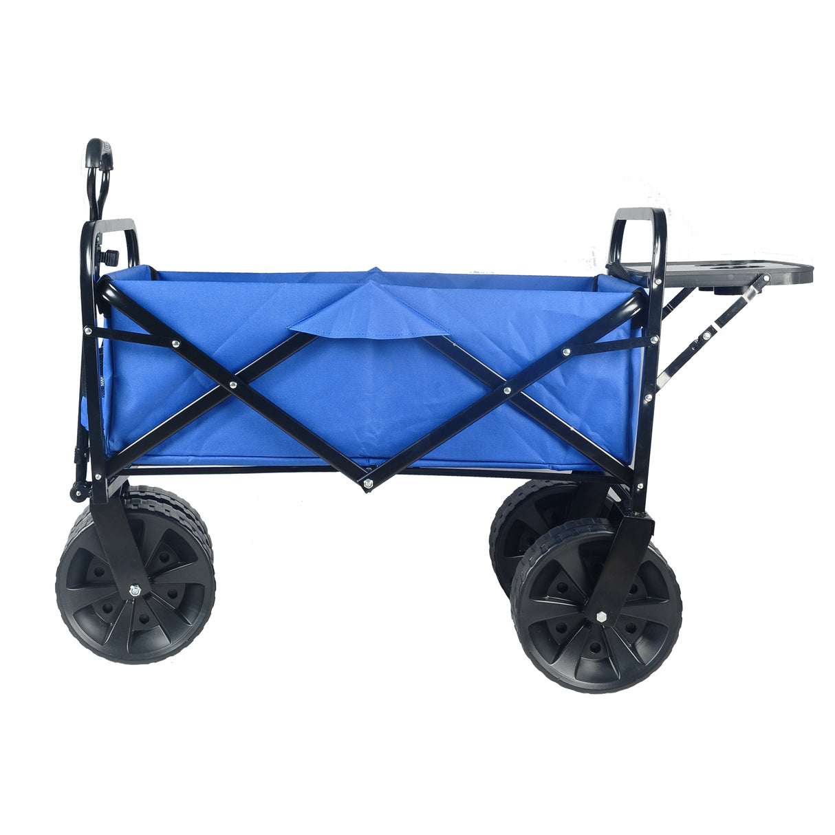 Folding Wagon Garden Shopping Beach Cart Blue Metal