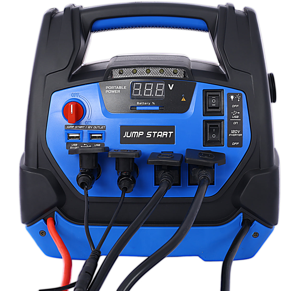 Rechargeable Jump Starter for Gas Diesel Vehicles 1800 Amps with Air Compressor and AC 12V DC USB Power Station