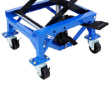 300 lbs Hydraulic Motorcycle Scissor Jack Lift Foot Step Wheels for Small Dirt Bikes Blue