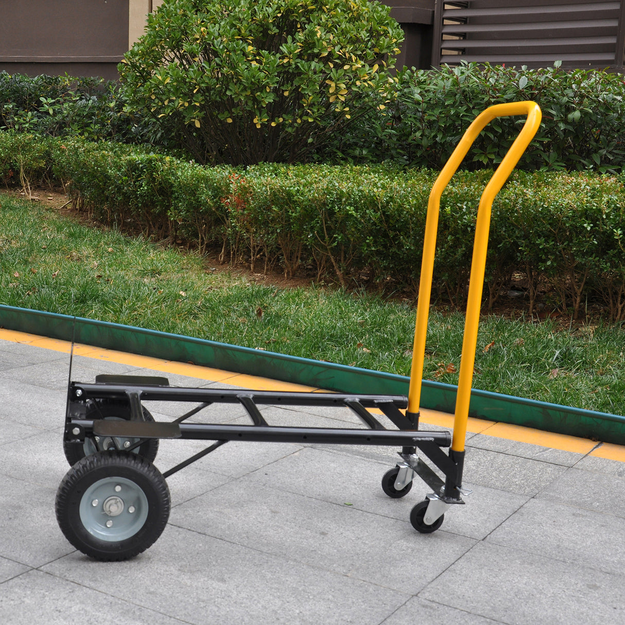 Hand Truck Dual Purpose 2 Wheel Dolly Cart at 4 Wheel Push Cart na may Swivel Wheels 330 Lbs Capacity Heavy Duty Platform Cart para sa Paglipat ng Warehouse Garden Grocery