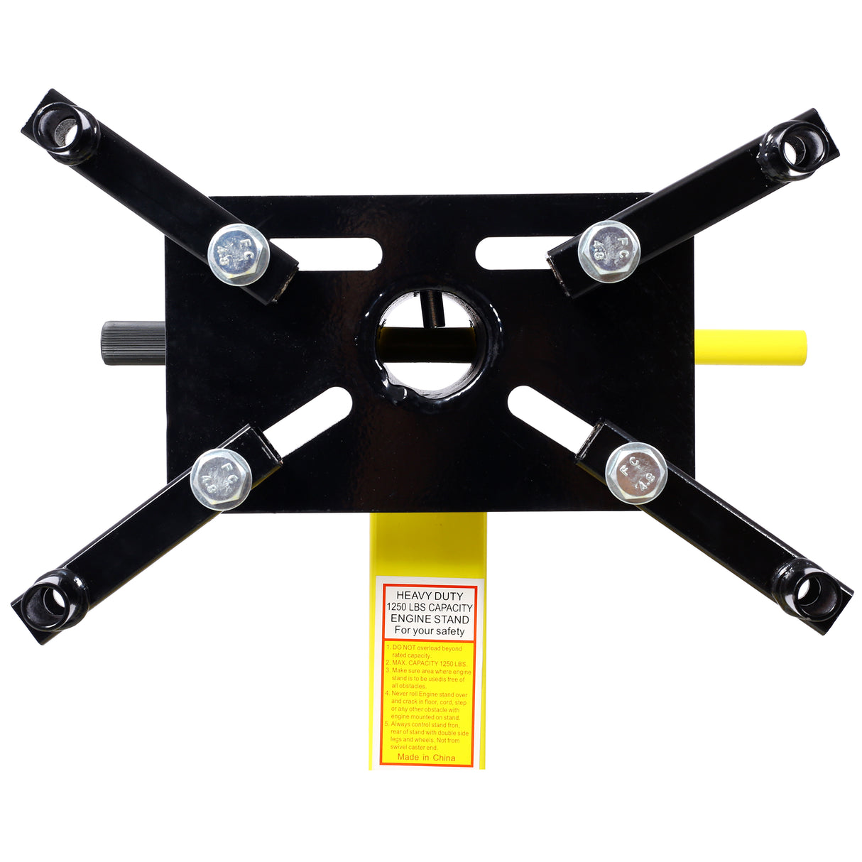 Engine Stand 1250 LBS Capacity 360 Degree Adjustable Mounting Head 4 Ball-Bearing Swivel Caster Wheels Heavy-Duty Square Steel Frame--Yellow