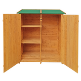 63.58"X 24.6"X 53.15" Wooden Shed Natural para sa Hardin sa Likod ng Bahay Malaking Tool Storage Flat Roof Room