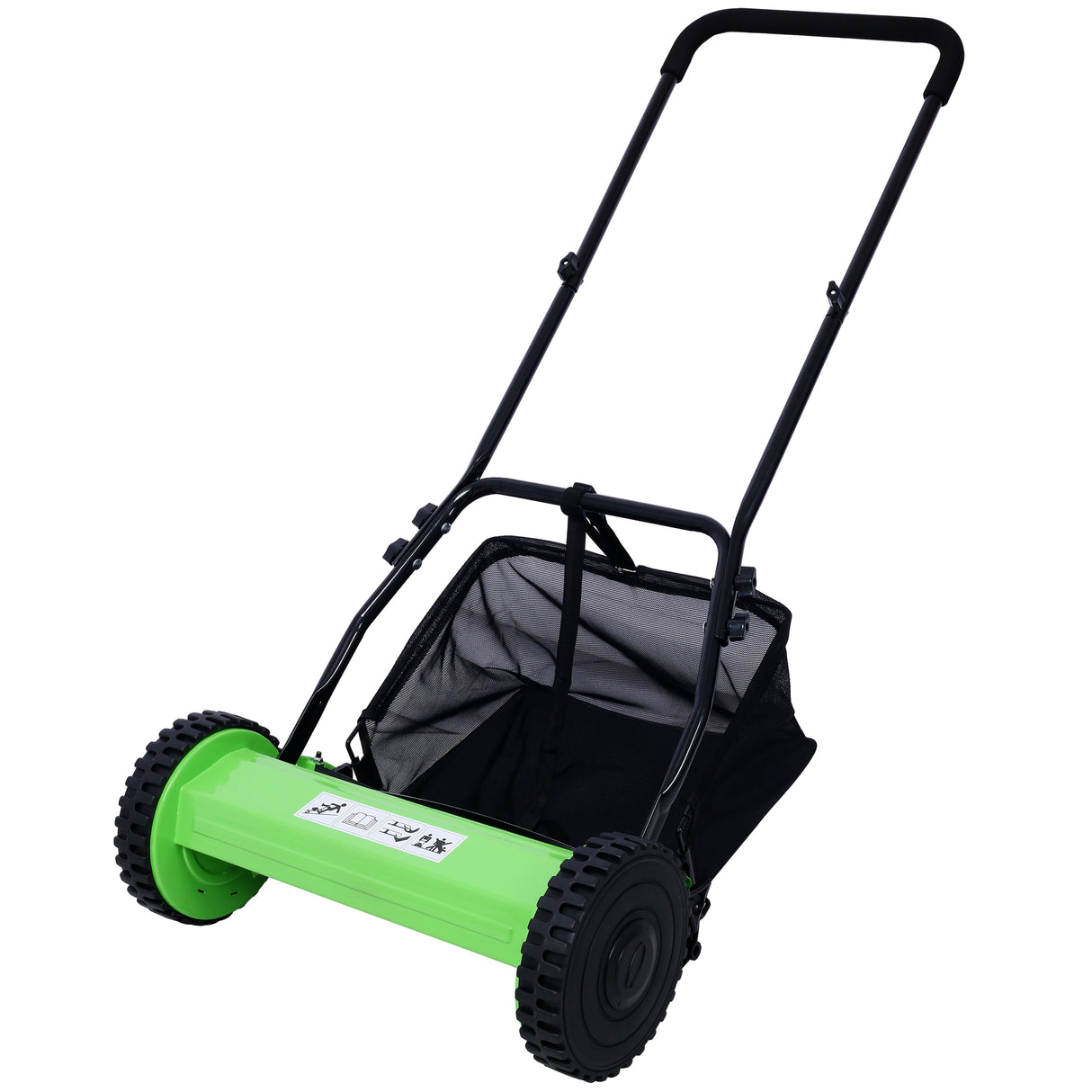 Cortacésped con carrete de empuje de 5 cuchillas y 16 pulgadas con recogedor de césped, color verde