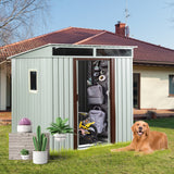 6ft x 5ft Outdoor Metal Storage Shed na may Window White