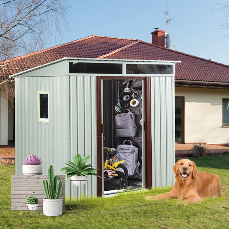 6ft x 5ft Outdoor Metal Storage Shed with Window White