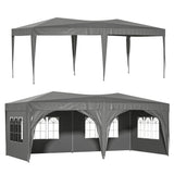 10'x20' EZ Pop Up Canopy Outdoor Portable Party Folding Tent na may 6 na Matatanggal na Sidewalls + Carry Bag + 6 na pcs Weight Bag Beige Gray