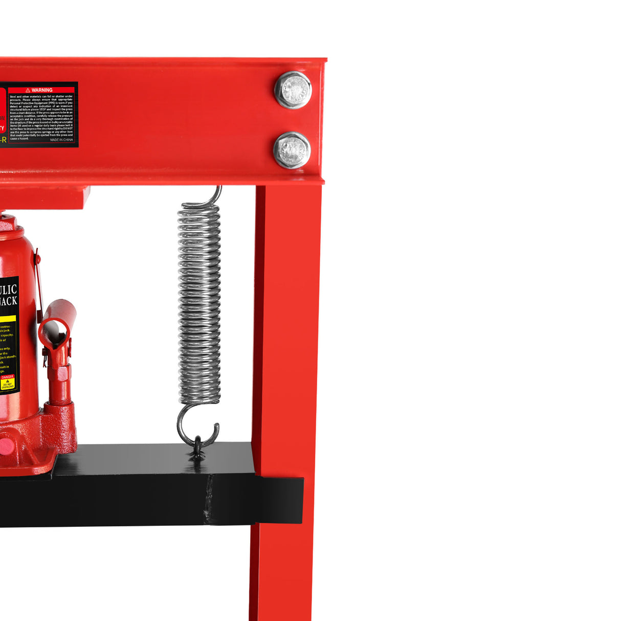 20 Ton Hydraulic Shop Floor Press Steel H-Frame with Plates Adjustable Working Table Stand Jack for Gears and Bearings Red