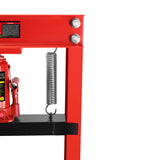 20 Ton Hydraulic Shop Floor Press Steel H-Frame with Plates Adjustable Working Table Stand Jack for Gears and Bearings Red