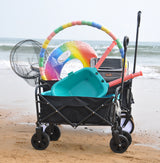 Mini carro plegable para compras de jardín, carrito de playa, negro y azul