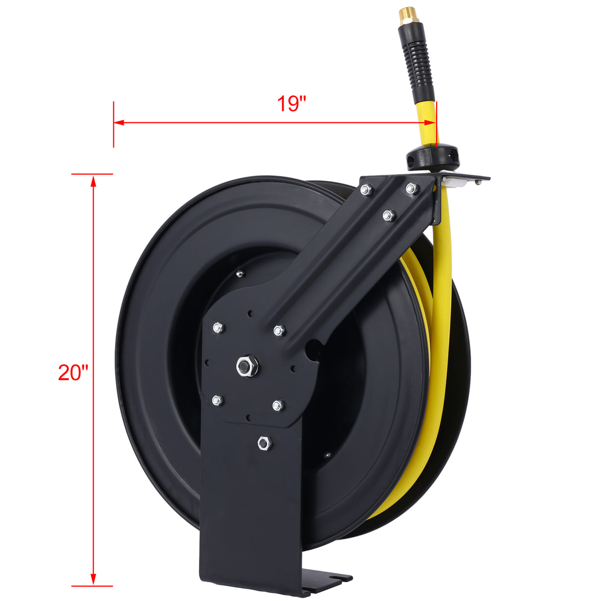 Retractable Air Hose Reel 1/2" Inch x 50' Ft Auto Rewind Heavy Duty Steel Air Industrial Grade Rubber