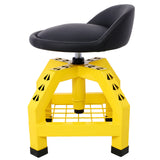 Taburete giratorio neumático de 360 ​​grados, asiento de enredadera rodante mecánico, taller resistente con ruedas, amarillo