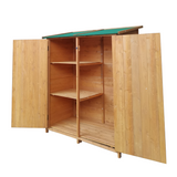 63.58"X 24.6"X 53.15" Wooden Shed Natural for Backyard Garden Big Tool Storage Flat Roof Room