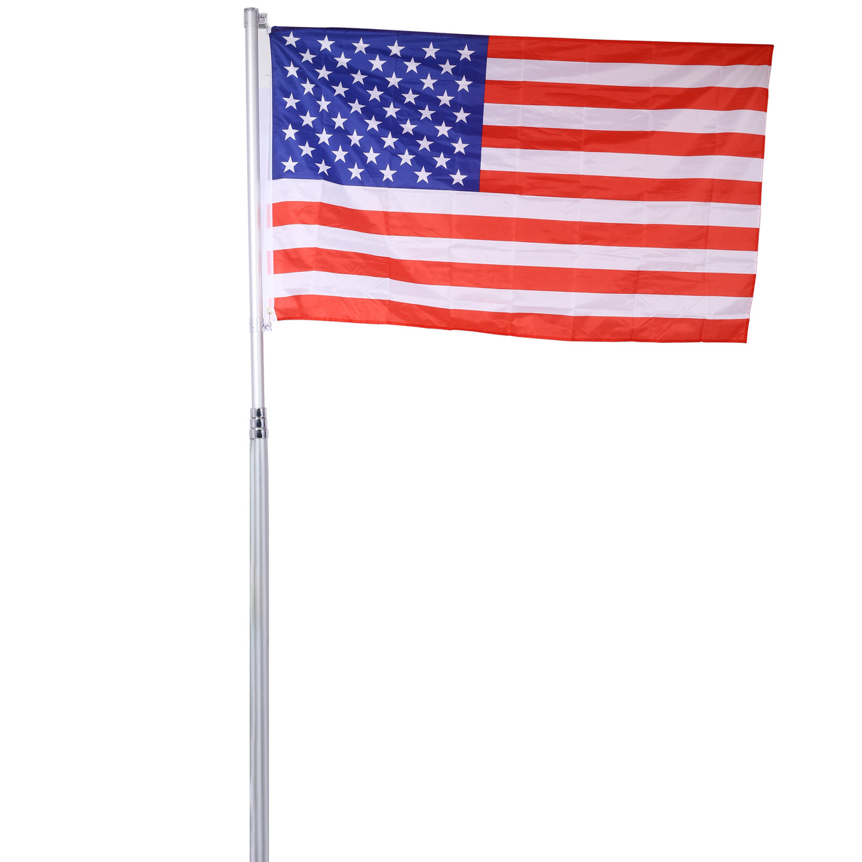 16FT Telescopic Sectional Flag Pole Kit Extra Thick Heavy Duty Aluminum Flagpole Outdoor Inground with Topper Balls for Yard Residential or Commercial