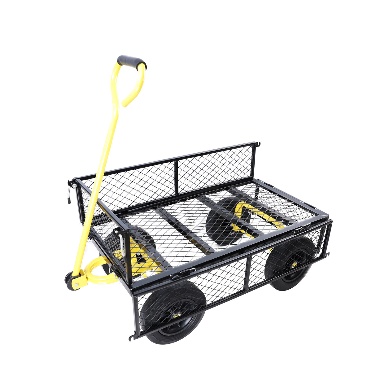 Roues solides outils chariot chariot camions de jardin Transport bois de chauffage noir jaune