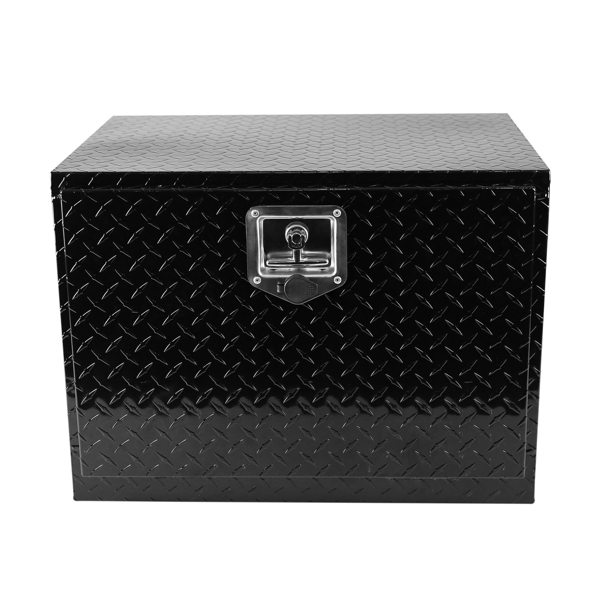 Caja de herramientas chapada en rayas de aluminio de 24 pulgadas, caja para camioneta, remolque, RV, organizador de almacenamiento cuadrado impermeable con cerradura y llaves, negro 24 "(24,2" × 17,1 "× 17,9")