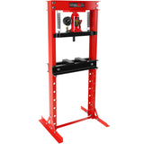 20 Ton Hydraulic Shop Floor Press Steel H-Frame with Plates Adjustable Working Table Stand Jack for Gears and Bearings Red