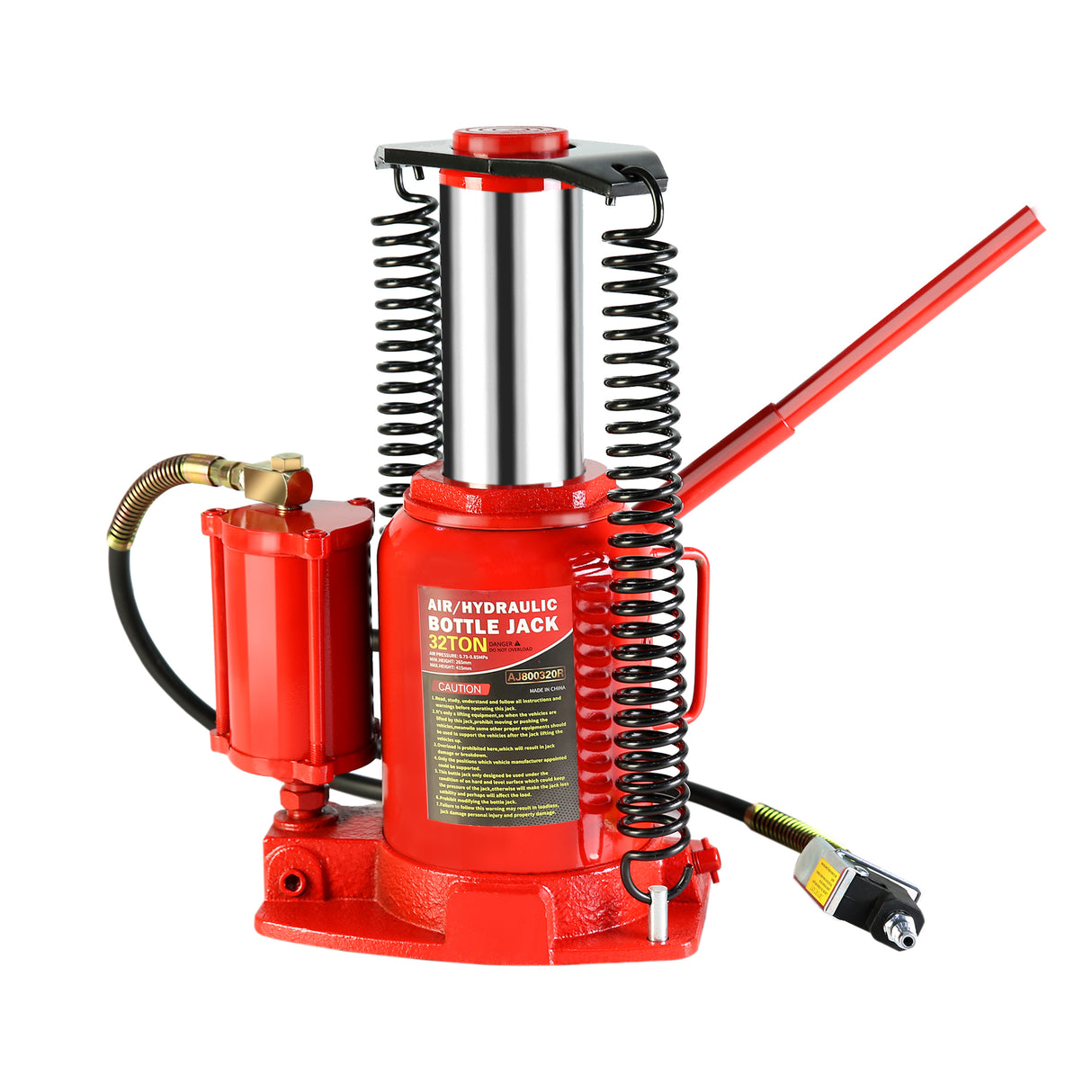 32-Ton Hydraulic Air-Operated Bottle Jack Lift Portable Low Profile Manual Air na may Handle