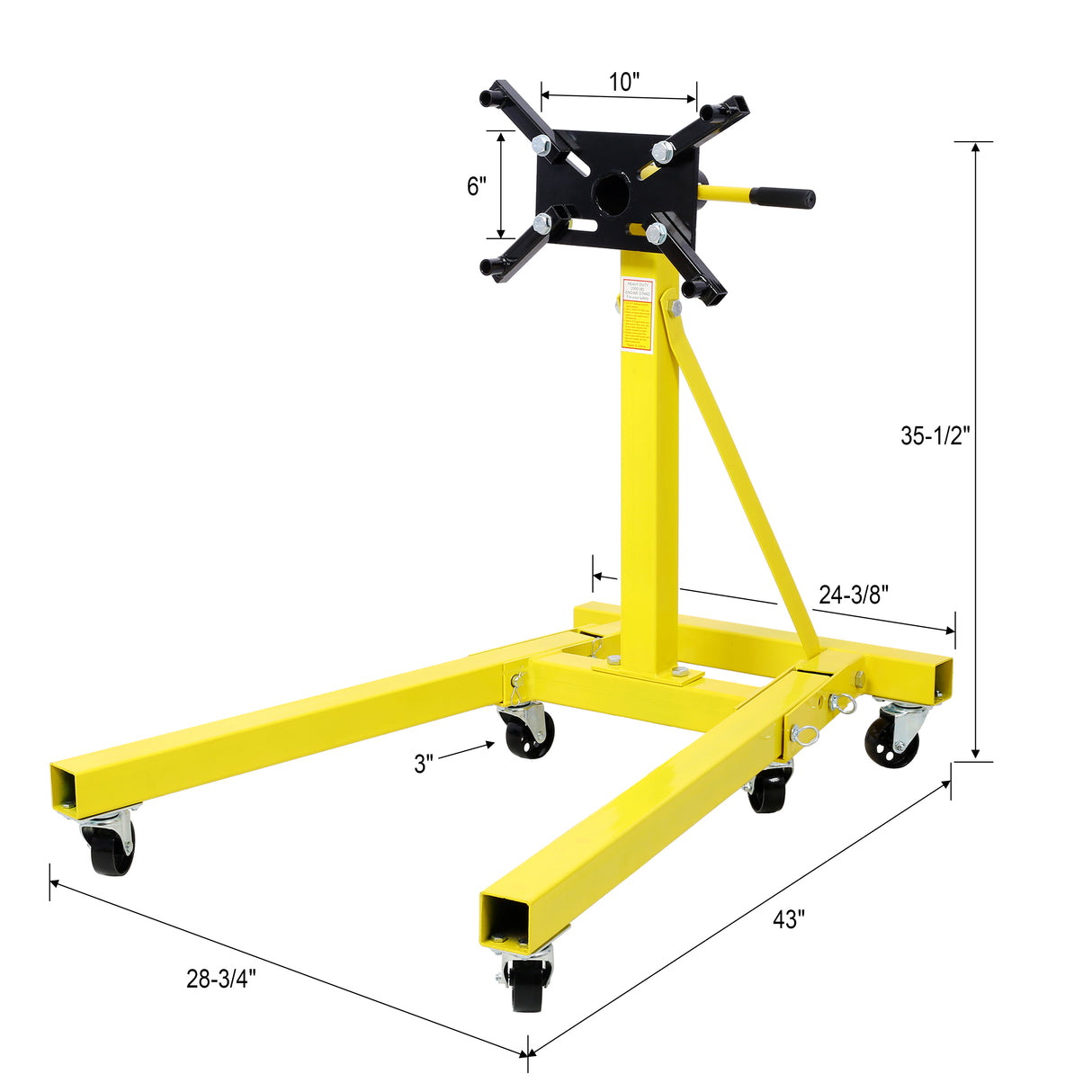 Folding Engine Stand 2000 LBS Capacity Motor Hoist 360 Degree Adjustable Mounting Head Dolly Mover Auto Repair Rebuild Jack--Yellow