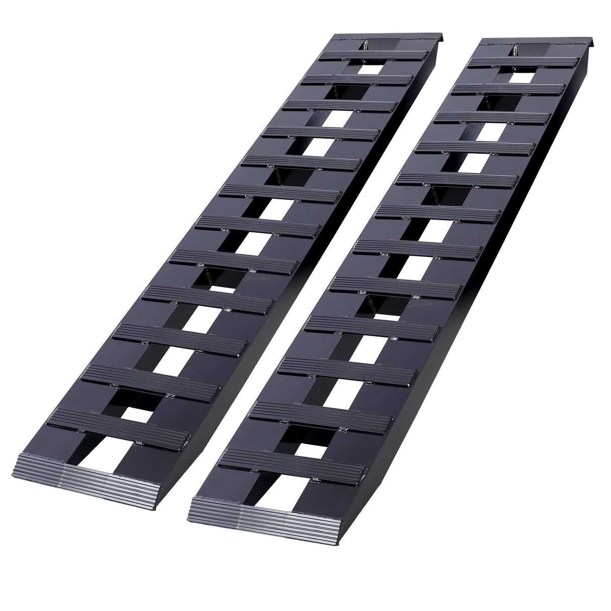 1 Pair Heavy-Duty Ramps with Top Hook Attaching End Universal Loading 72" X 14" 8800 LBS Aluminum--Black