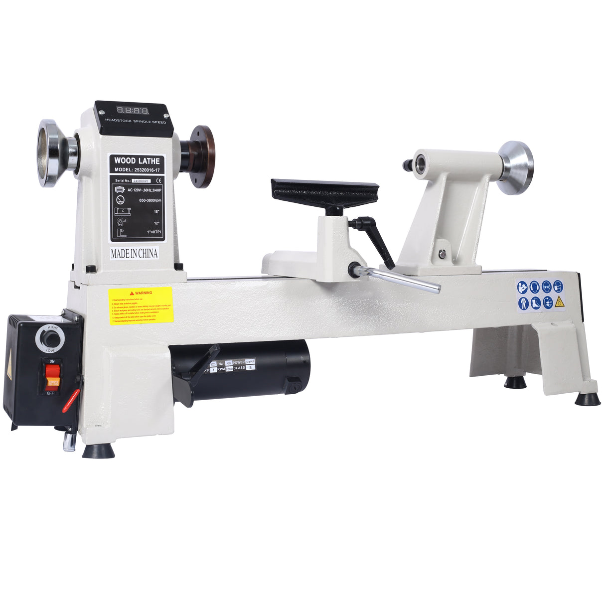 Máquina de sobremesa de torno de madera de 12 "x 18", 3/4 HP, velocidad infinitamente variable, 650-3800 RPM para torneado de madera