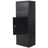 Large Package Delivery Parcel Mail Drop Box Black 10.5" x 15.5" x 41.30" with Lockable Storage Compartment Heavy Duty Weatherproof for Express Mail Delivery for Home & Business Use