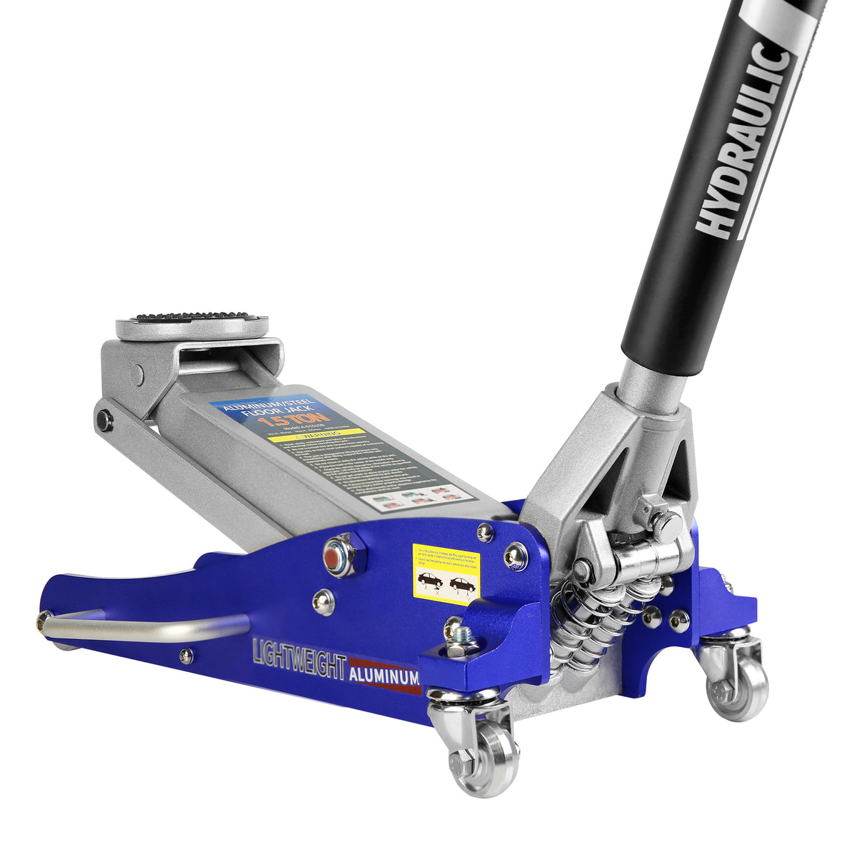 Hydraulic Low Profile Aluminum and Steel Racing Floor Jack with Dual Piston Quick Lift Pump 1.5 Ton (3,000 lb) Capacity Blue