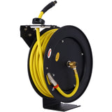 Air Hose Reel Retractable 3/8" Inch x 50' Foot SBR Rubber Max 300PSI Heavy Duty Industrial Steel Single Arm Construction