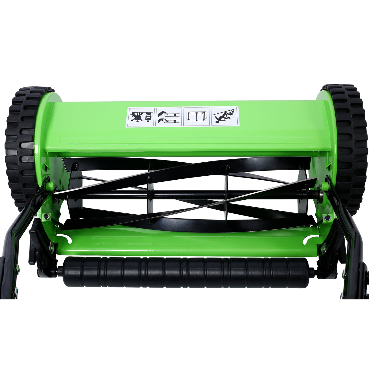 Cortacésped con carrete de empuje de 5 cuchillas y 16 pulgadas con recogedor de césped, color verde