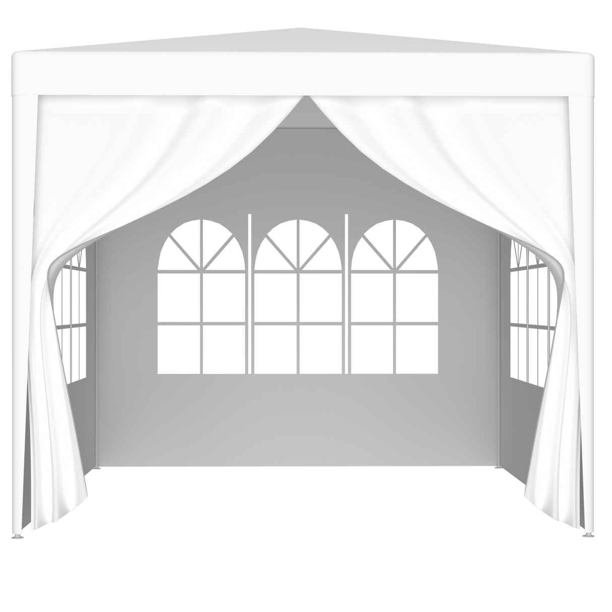 10'x10' Party Tent Outdoor Heavy Duty Gazebo Wedding Canopy + 4 na Matatanggal na Pader na Puti