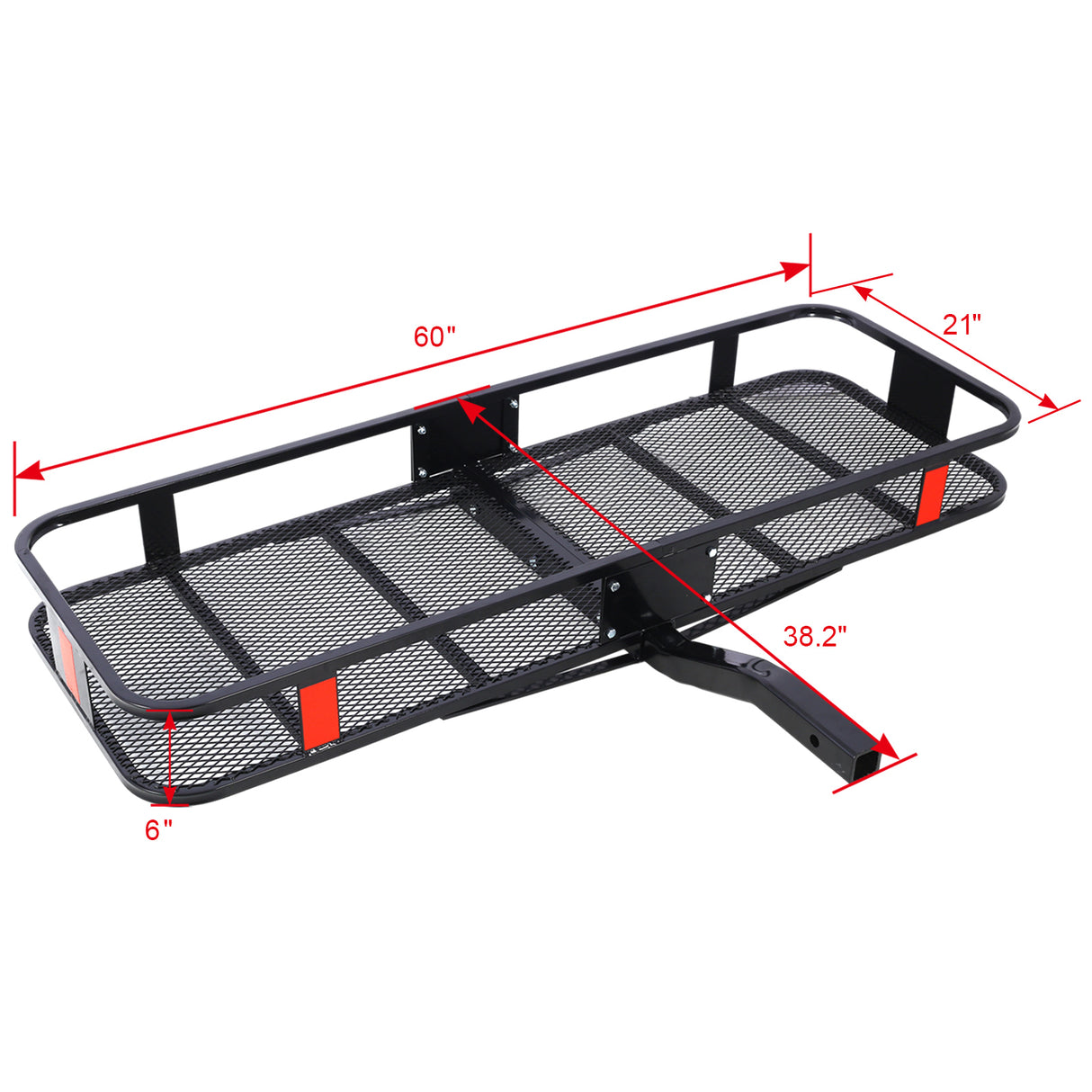 Kosz do przewozu ładunku montowany na zaczepie 60" X 21" X 6" + wodoodporna torba ładunkowa 16 stóp sześciennych (56" 20" 20") Udźwig 500 funtów i składane ramię z siatką stabilizującą zaczep i paskami