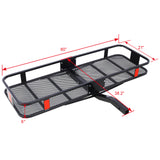 Cesta transportadora de carga con montaje de enganche de 60" x 21" x 6" + bolsa de carga impermeable de 16 pies cúbicos (56" 20" 20") Capacidad de peso de transporte de 500 libras y un brazo plegable con red estabilizadora de enganche y correas