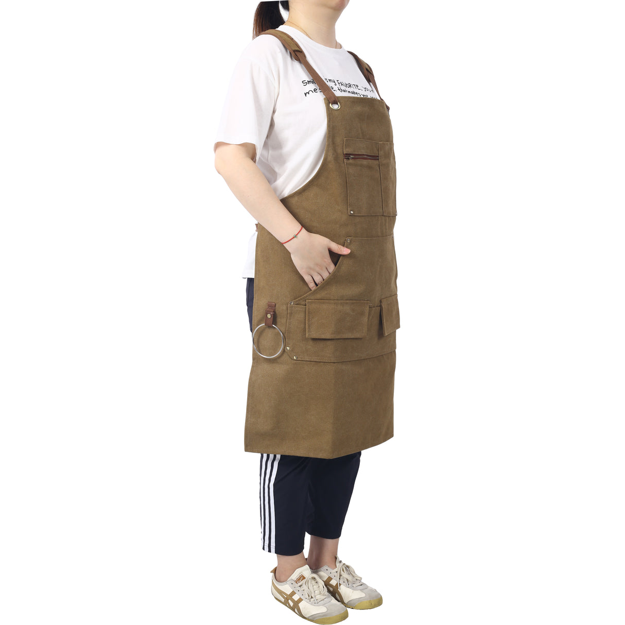 Long Heavy Duty Canvas Tool Apron Carpenter Woodworking Aprons Carpenters 16 Oz Fully Adjustable to Comfortably Fit Men and Women not Waxed