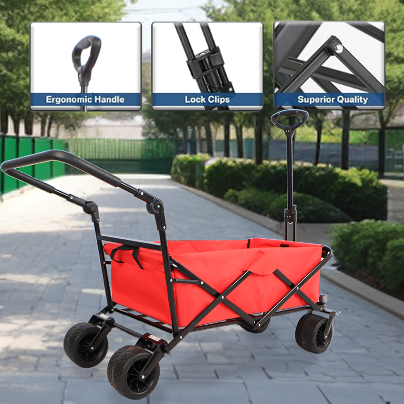 Utility Park Garden Cart Tool Customized Color Folding Camping Trolley Outdoor Picnic Beach Wagon Red 230 lbs Capacity