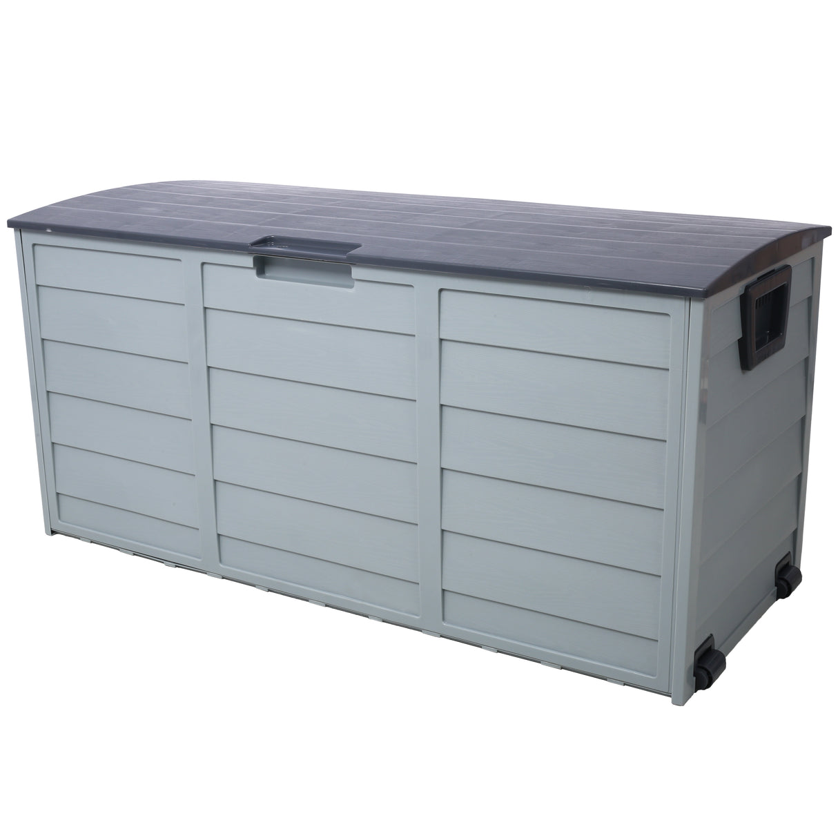 Allwetter-UV-Pool-Deckbox, 250 lbs Kapazität, Lagerschuppen, Mülleimer, Hinterhof, Terrasse, im Freien mit Rad, 75 Gallonen Harz-Deckbox – Organisation und Aufbewahrung für Möbel, Kissen, Gartengeräte und Poolspielzeug – Grau