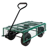 Solid Wheels Tools Cart Wagon Garden Trucks Transport Firewood Green