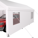 Abri d'auto 10' x 20', auvent de garage portable robuste avec 2 portes enroulables et 4 fenêtres ventilées