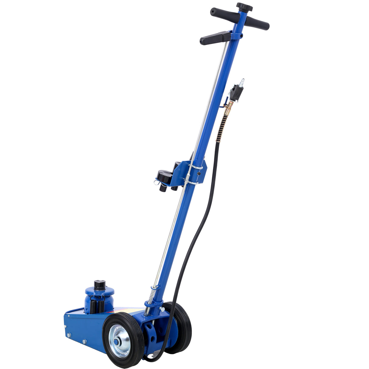 22 Ton Hydraulic Floor Jack Air-Operated Axle Bottle with 4 Extension Saddle Set Built-in Wheels Blue