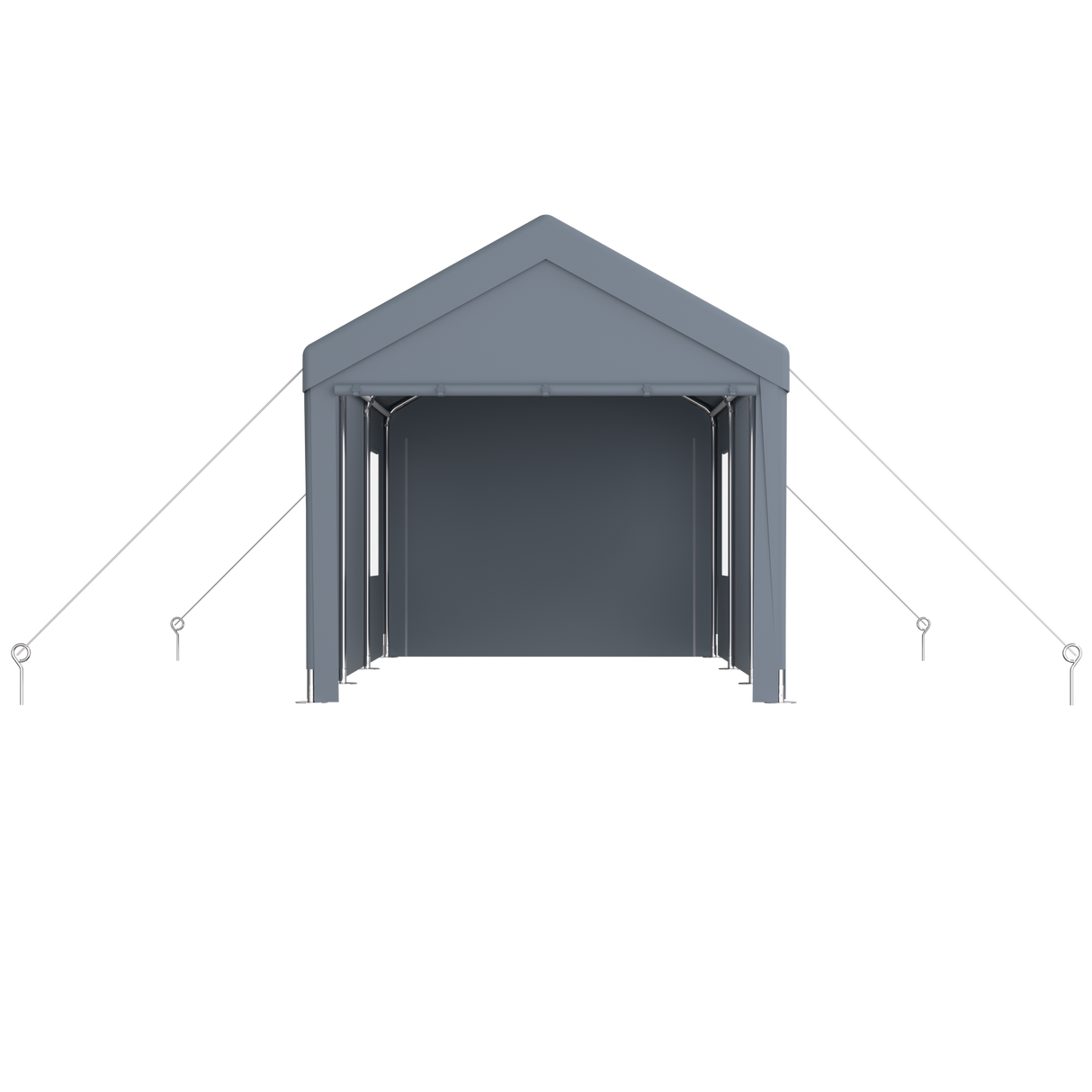 Abri d'auto 10' x 20', auvent de garage portable robuste avec 2 portes enroulables et 4 fenêtres ventilées - gris