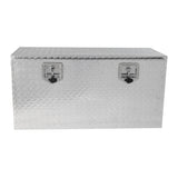 Caja de herramientas de aluminio negro resistente de 36 pulgadas para almacenamiento debajo de la carrocería del remolque del camión+cerraduras con llave de pestillo con mango en T de 36 pulgadas (36 pulgadas × 17,1 pulgadas × 17,9 pulgadas)