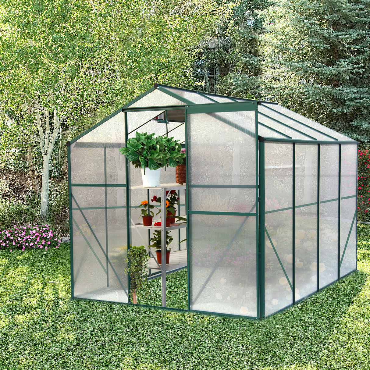 Polycarbonate Greenhouse 6'x 8' Heavy Duty Walk-in Plant Garden para sa Backyard/Outdoor