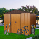 8ft x 10ft Outdoor Storage Shed na may Metal Floor Base Coffee