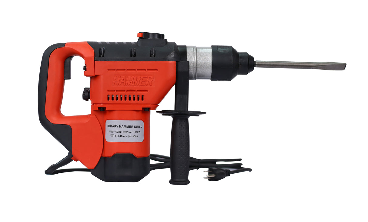 Bohrhammer 1100 W 1-1/2 Zoll SDS Plus Bohrer 3 Funktionen Rot Schwarz