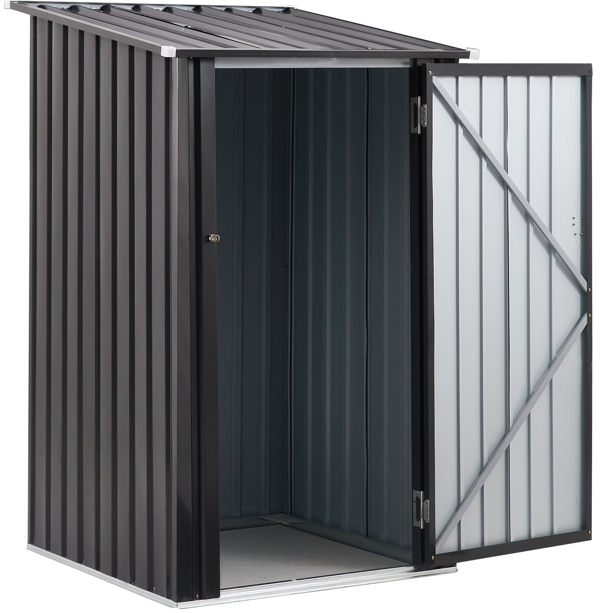 3 x 3 FT Outdoor Storage Shed Metal Steel Garden na may Single Lockable Door Maliit na Outdoor Utility Tool para sa Backyard Patio Lawn Dark Gray