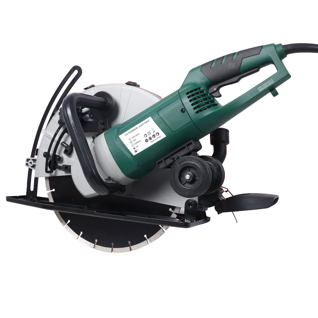 Portable 14" Wet/Dry Electric Corded Circular Concrete Saw/Power Angle Cutter 2600W w/Water Line & Guide Roller With Blade ETL Certificate