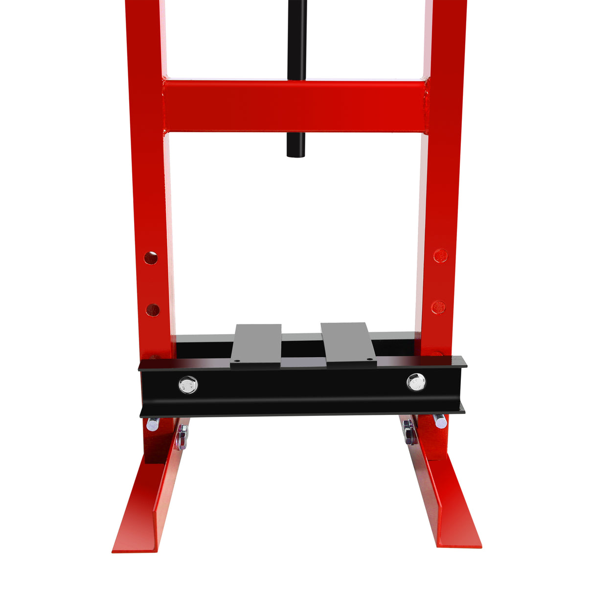 6 Ton Hydraulic Shop Floor Press with Pressure Gauge Steel H-Frame Shop Press with Steel Plates Adjustable Working Table-Red